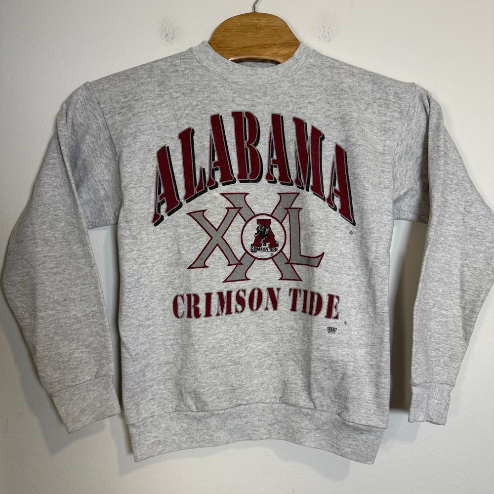 Vintage Tultex Alabama Crimson Tide Sweatshirt‎ Crewneck Heather Gray Large